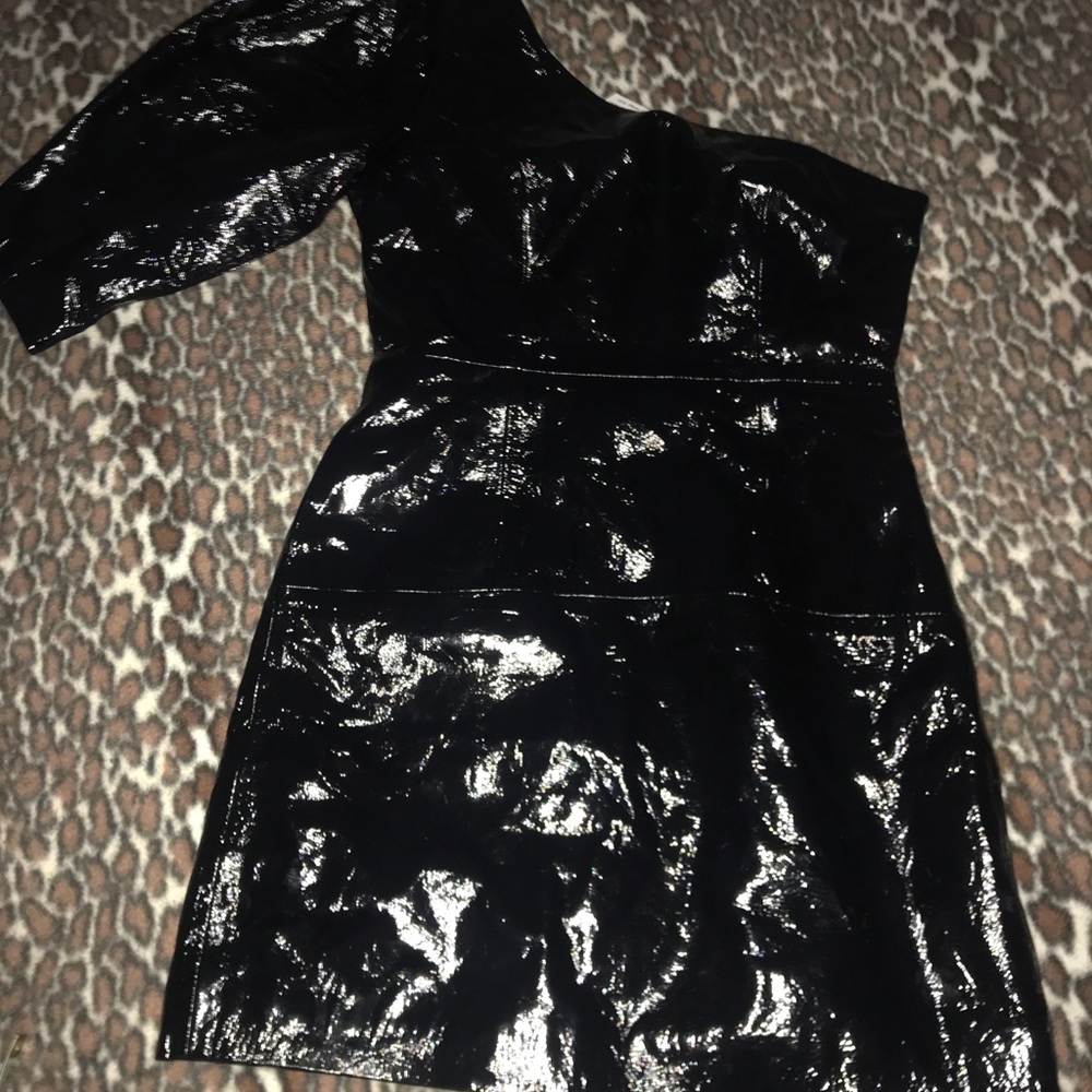 Leather One Shoulder Dress